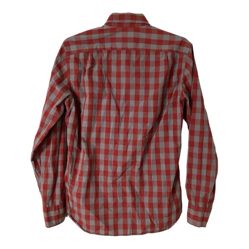 Vintage J. Crew - Red & Gray Check‎ Button Up Shirt - Men's Size Small